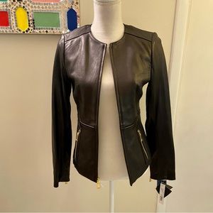 ✨NWT Tahari Hudson LAMBSKIN LEATHER Jacket